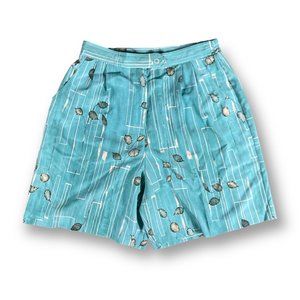 Lily's of Beverly Hills shorts Womens 14 Teal Green Leaf Design tropical